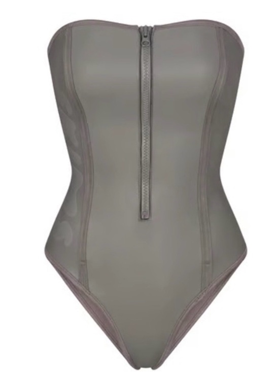SKIMS Other - Skims Strapless Front-Zip One-Piece Scuba Swimsuit - Gray